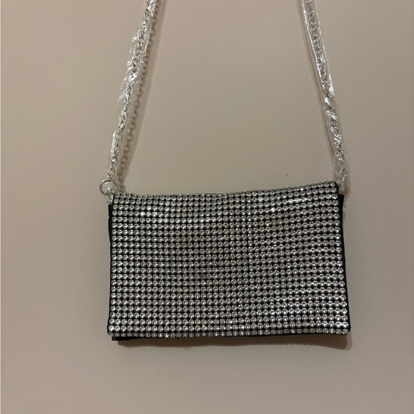 Amber Sceats Stella Black Crystal Clutch Bag w/ Chain Strap Formal - Picture 3 of 5